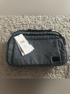 Lug Gray Zippered Makeup Bag Pouch with Wrist Strap and Pockets